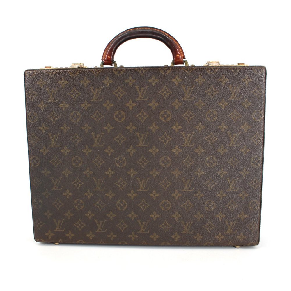 Louis Vuitton Attache Briefcase Trunk Brown Tan Leather LV Monogram President - Picture 2 of 9